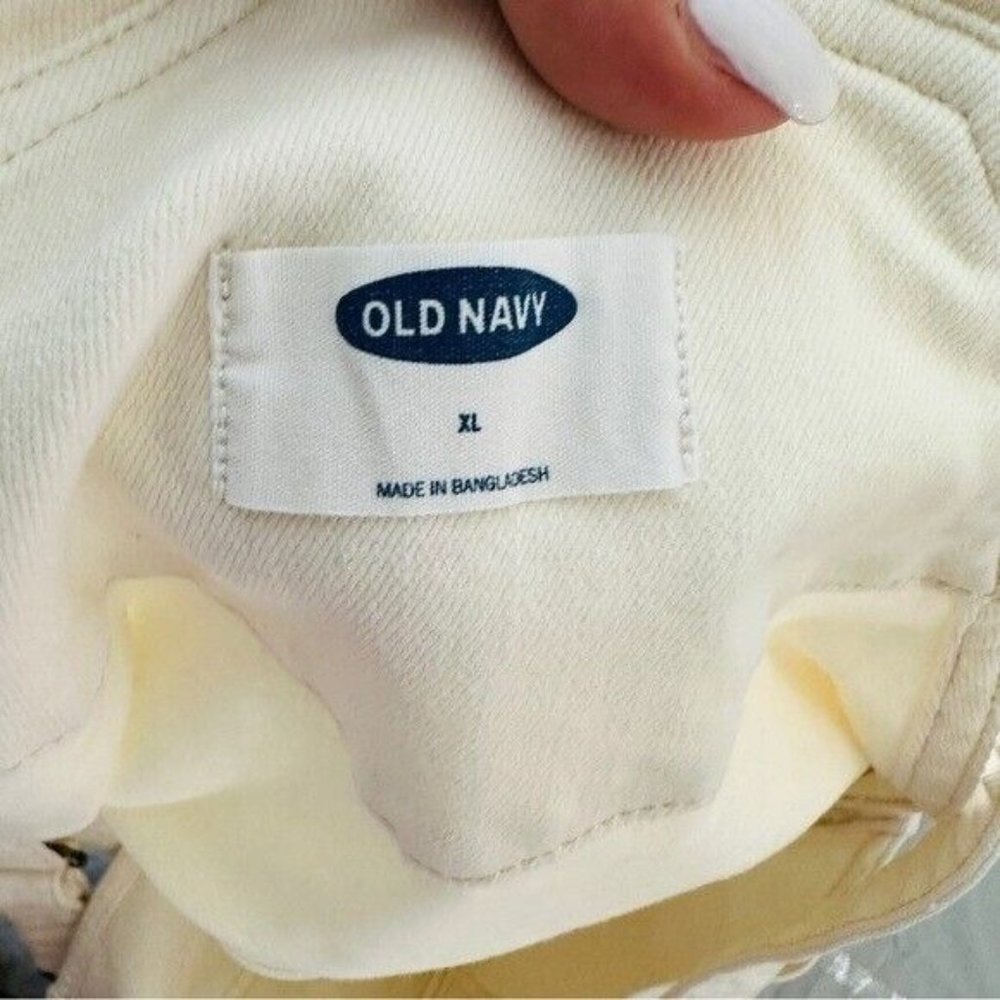 Old Navy Women's Size XL White Denim Shorts Shortall Overalls - Picture 7 of 9